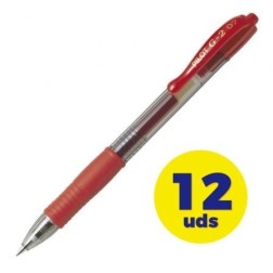 Caja de Bolígrafos de Tinta de Gel Retráctil Pilot G-2- 12 unidades- Rojos