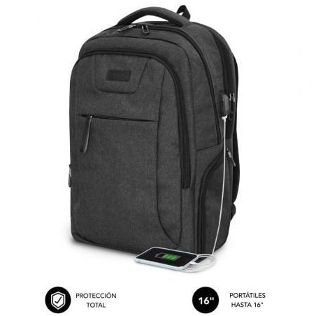 Mochila Subblim Professional Air Padding Backpack para Portátiles hasta 16"- Puerto USB- Negra