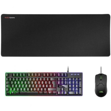 Pack Gaming Mars Gaming MCPX- Teclado H-MECH + Ratón Óptico + Alfombrilla- Negro