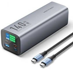 Powerbank 27000mAh Vention FHVH0- 140W- Gris- Incluye Cable USB Tipo-C y Lightning