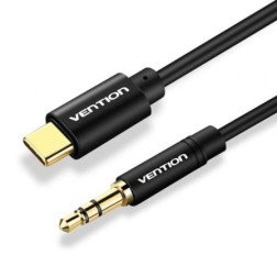 Cable Conversor Audio Vention BGABF- USB Tipo-C Macho - Jack 3-5 Macho- 1m- Negro