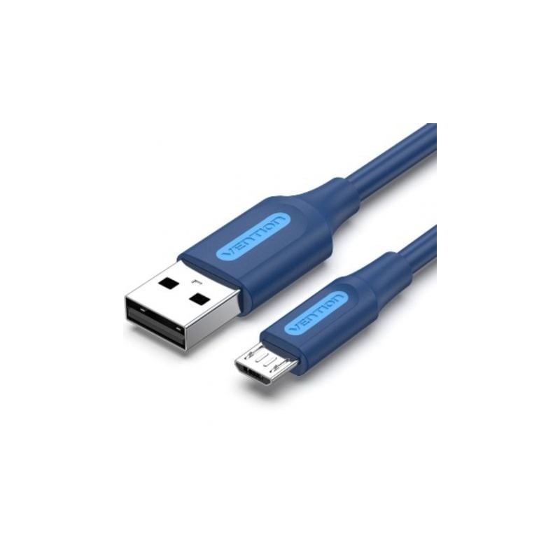 Cable USB 2-0 Vention COLLF- USB Macho - MicroUSB Macho- Hasta 60W- 480Mbps- 1m- Azul