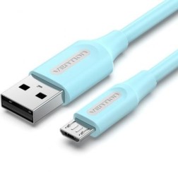 Cable USB 2-0 Vention COLSF- USB Macho - MicroUSB Macho- Hasta 60W- 480Mbps- 1m- Azul