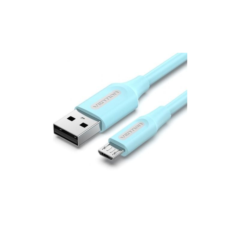 Cable USB 2-0 Vention COLSF- USB Macho - MicroUSB Macho- Hasta 60W- 480Mbps- 1m- Azul