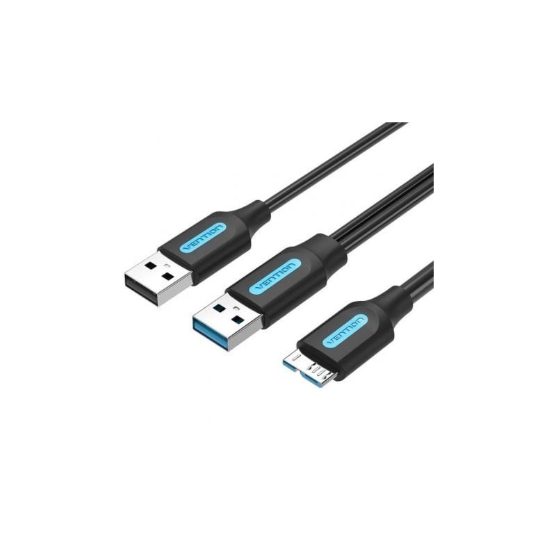 Cable USB 3-0 Vention CQPBF- USB Macho - MicroUSB Macho- USB 2-0 Macho- 5Gbps- 1m- Negro