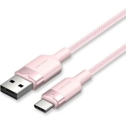 Cable USB 2-0 Tipo-C Vention CTNPF- USB Tipo-C Macho - USB Macho- Hasta 60W- 480Mbps- 1m- Rosa