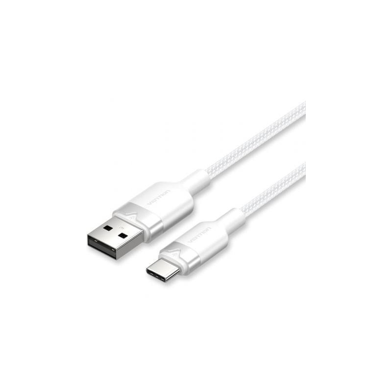 Cable USB 2-0 Tipo-C Vention CTNWH- USB Tipo-C Macho - USB Macho- Hasta 60W- 480Mbps- 2m- Blanco