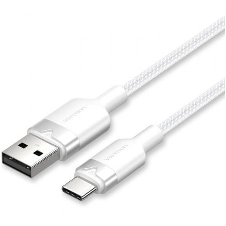 Cable USB 2-0 Tipo-C Vention CTNWH- USB Tipo-C Macho - USB Macho- Hasta 60W- 480Mbps- 2m- Blanco