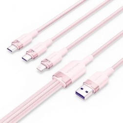 Cable USB 2-0 Lightning Vention CTPPG- USB Macho- USB Tipo-C Macho - MicroUSB Macho - Lightning Macho- 1-5m- Rosa