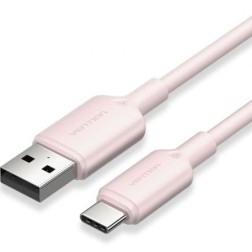 Cable USB 2-0 Tipo-C Vention CTQPF- USB Tipo-C Macho - USB Macho- Hasta 60W- 480Mbps- 1m- Rosa