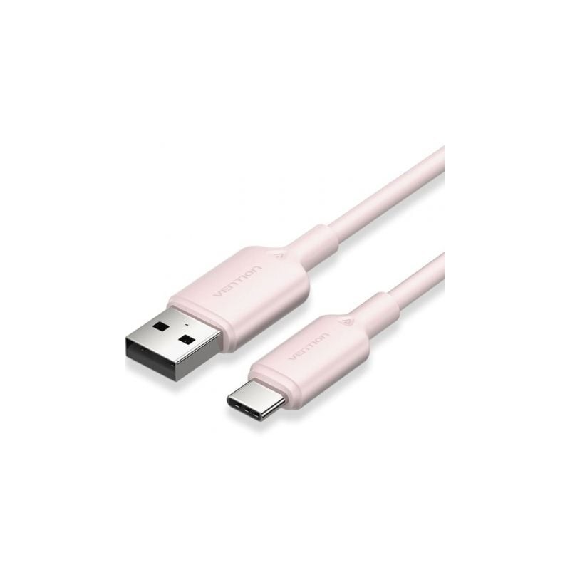 Cable USB 2-0 Tipo-C Vention CTQPF- USB Tipo-C Macho - USB Macho- Hasta 60W- 480Mbps- 1m- Rosa