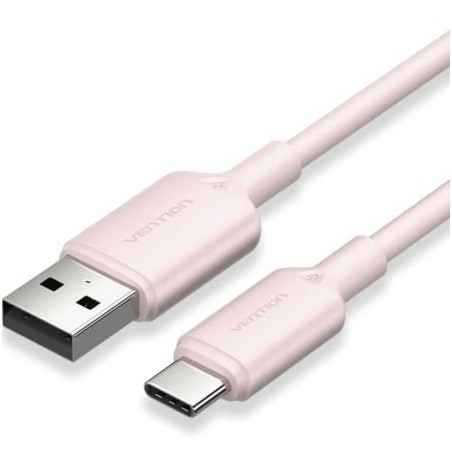 Cable USB 2-0 Tipo-C Vention CTQPF- USB Tipo-C Macho - USB Macho- Hasta 60W- 480Mbps- 1m- Rosa