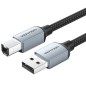 Cable USB 2-0 Impresora Vention CTTHF- USB Tipo-B Macho - USB Macho- 480Mbps- 1m- Gris