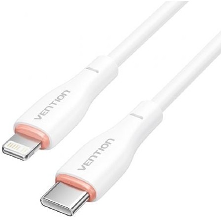 Cable USB Tipo-C Lightning Vention H28WF- USB Tipo-C Macho - Lightning Macho- 1m- Blanco