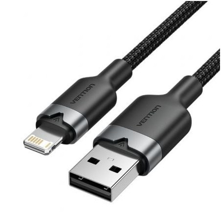 Cable USB Lightning Vention LANBF- USB Macho - Lightning Macho- 480Mbps- 1m- Negro