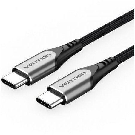 Cable USB 2-0 Tipo-C Vention TADHG- USB Tipo-C Macho - USB Tipo-C Macho- Hasta 60W- 480Mbps- 1-5m- Gris