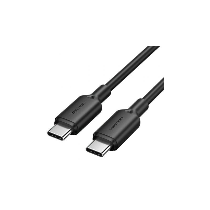 Cable USB 2-0 Tipo-C 3A Vention TRCBF- USB Tipo-C Macho - USB Tipo-C Macho- Hasta 60W- 480Mbps- 1m- Negro