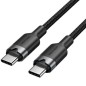 Cable USB 2-0 Tipo-C 3A Vention TRDBF- USB Tipo-C Macho - USB Tipo-C Macho- Hasta 60W- 480Mbps- 1m- Negro