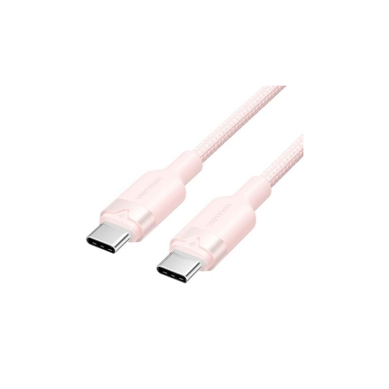 Cable USB 2-0 Tipo-C 3A Vention TRDPH- USB Tipo-C Macho - USB Tipo-C Macho- Hasta 60W- 480Mbps- 2m- Rosa