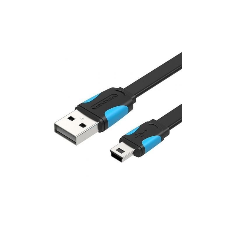 Cable USB 2-0 Vention VAS-A14-B050- MiniUSB Macho - USB Macho- Hasta 10W- 480Mbps- 50cm- Azul y Negro