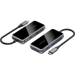 Docking USB Tipo-C Vention TFMHB- 1xHDMI- 3xUSB- 1xUSB Tipo-C PD- 1xLector Tarjetas SD y MicroSD- Gris