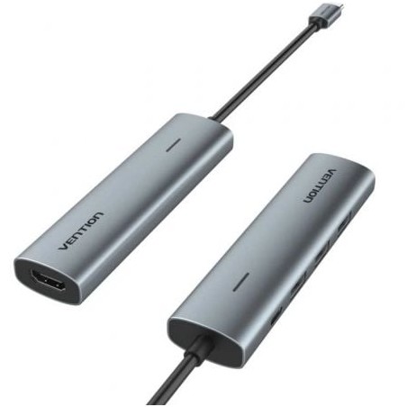 Docking USB Tipo-C Vention TGGHB- 3xUSB- 1xHDMI- 1xUSB Tipo-C PD