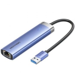 Hub USB 3-0 Vention TGFSB- 3xUSB- 1xRJ45- 1xUSB Tipo-C PD