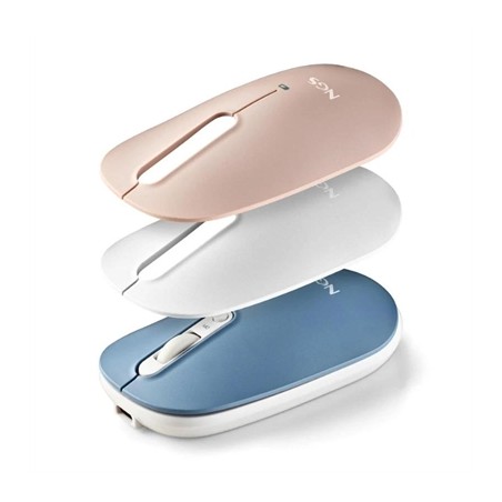 Ratón Inalámbrico por Bluetooth NGS Shell-RB- Batería recargable- Hasta 1600 DPI- Azul- Blanco- Rosa