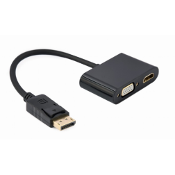 DISPLAY GEMBIRD PORT MACHO A HDMI HEMBRA + CABLE ADAPTADOR VGA HEMBRA NEGRO