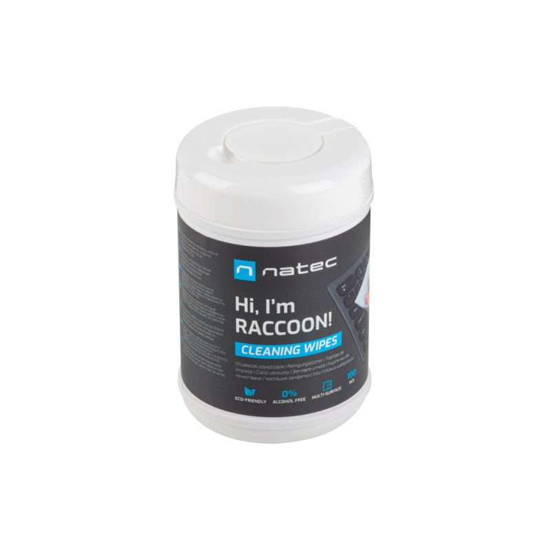 TOALLITAS LIMPIADORAS NATEC RACOON 10X10 CM PACK 100 UDS