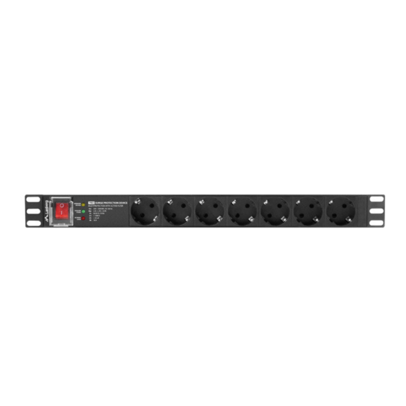 REGLETA LANBERG 1U 16A 7X SCHUKO RACK 19" 2M NEGRO