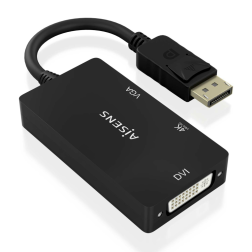 CABLE CONVERSOR AISENS DISPLAYPORT V1-2 A VGA-DVI-HDMI 4K NEGRO 15CM