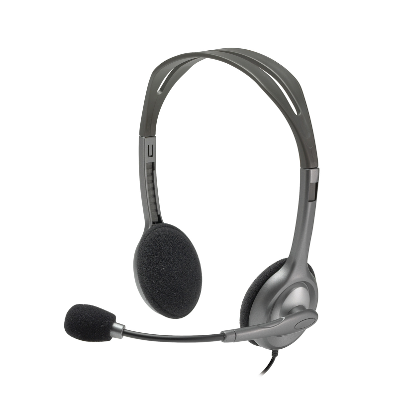 Auriculares Logitech H110- con Micrófono- Jack 3-5- Plateados