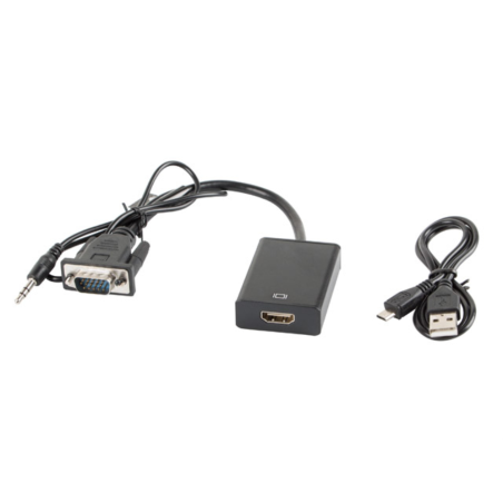 ADAPTADOR LANBERG VGA MACHO+AUDIO 3-5MM JACK-HDMI HEMBRA 20 CM NEGRO