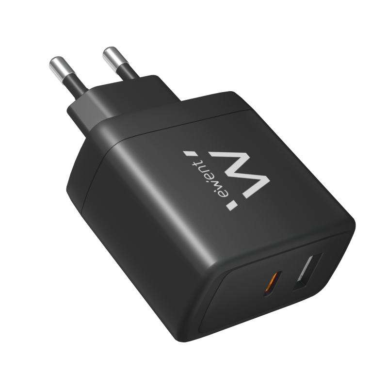 CARGADOR MOVIL RAPIDO EWENT 2PUERTOS (USB-C-A) 65W