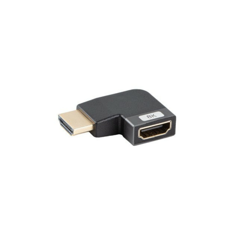 ADAPTADOR 8K LANBERG HDMI(M) A HDMI(H) ANGULO IZQUIERDA ALUMINIO PLATA