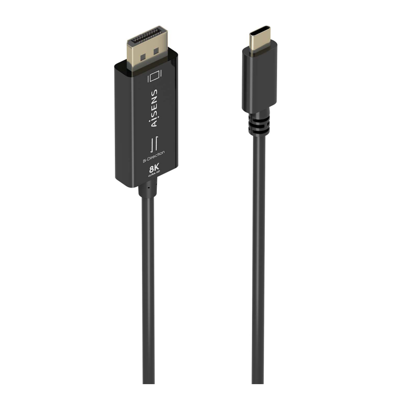 Cable Conversor Aisens A109-0879- USB Tipo-C Macho - DisplayPort Macho- 1-8m- Negro