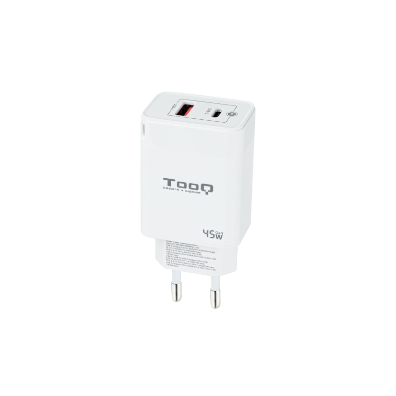 CARGADOR DE PARED TOOQ GAN USB C PD USB-A QC 45W