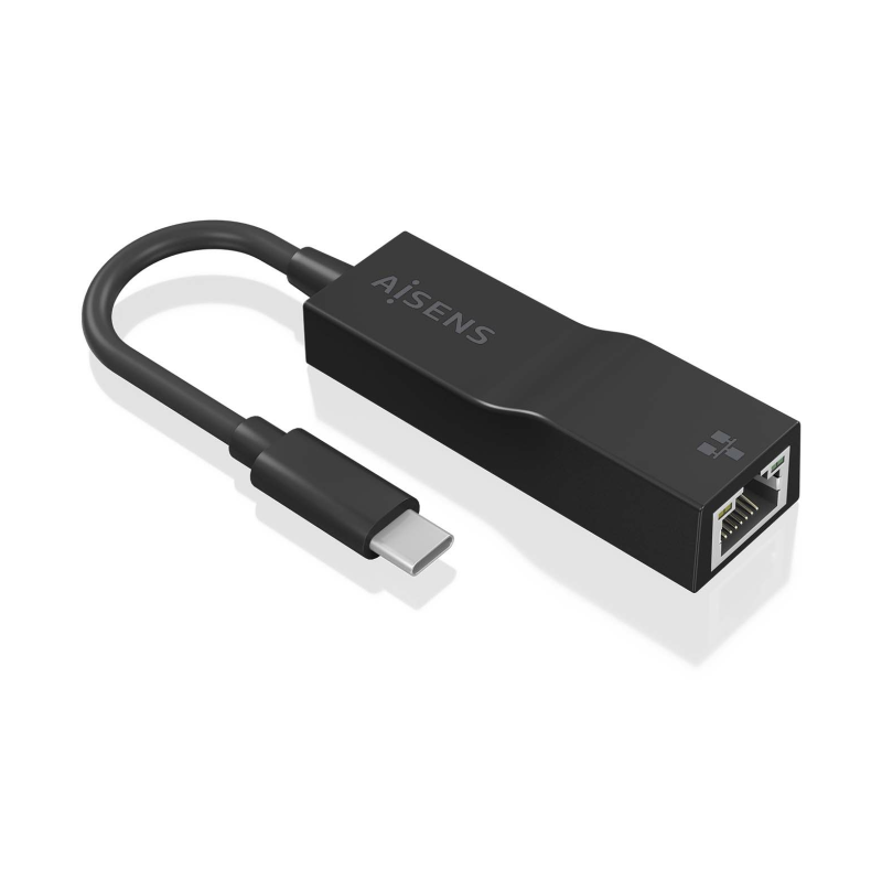 Adaptador USB 3-1 Aisens A106-0765- USB-C Macho - RJ45 Hembra- 11cm- Negro