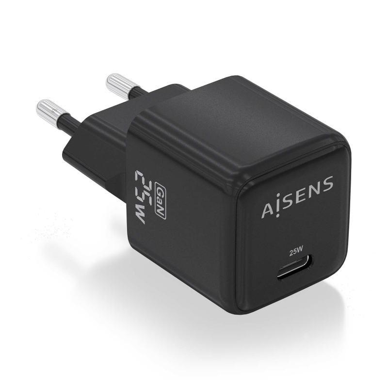 CARGADOR AISENS GAN 25W 1XUSB-C PD3-0 QC4-0 NEGRO