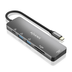 Docking USB Tipo-C Aisens ASUC-6P016-GR- 1xHDMI- 2xUSB- 1xLector Tarjetas- 1xUSB Tipo-C PD- Gris