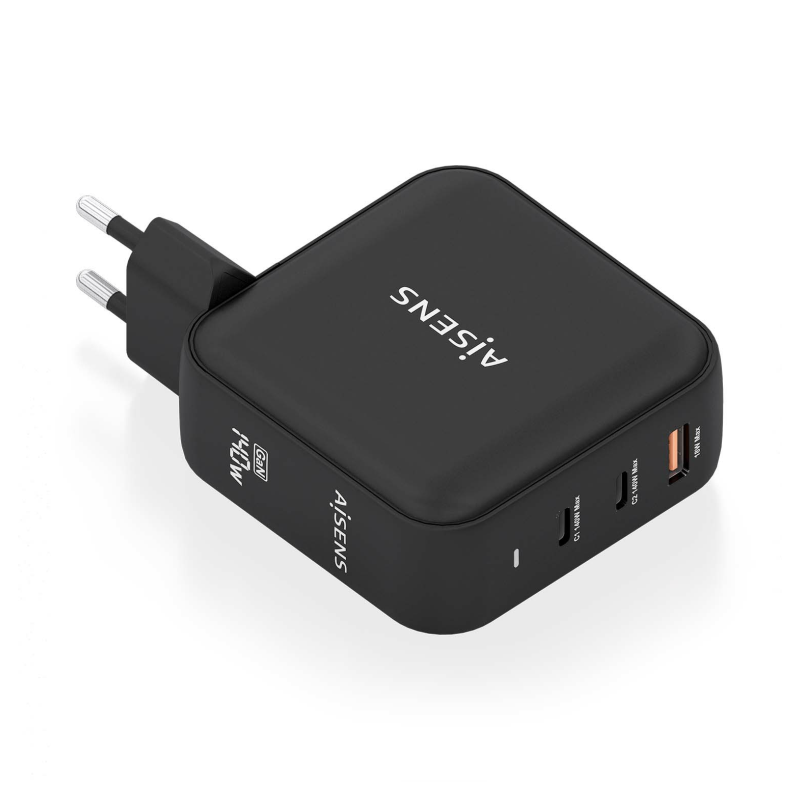 CARGADOR AISENS GAN 140W 2XUSB-C PD3-1 QC4-0 1XUSB-A QC3-0 NEGRO