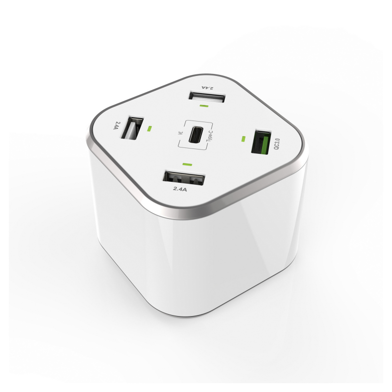 AISENS CARGADOR 48W 5 PUERTOS 3xUSB-A 1xUSB-C 1xUSB QC3-0 BLANCO