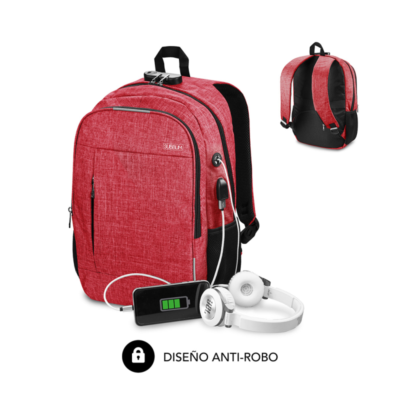 MOCHILA SUBBLIM URBAN LOCK BACKPACK 16" RED