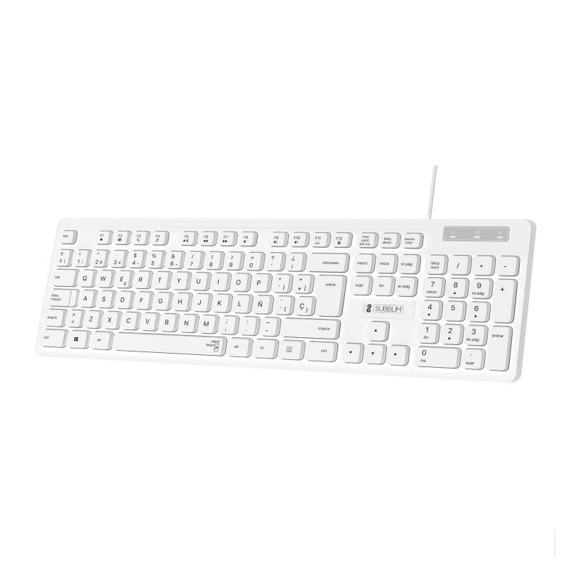 Teclado Subblim Business Slim Silencioso- Blanco