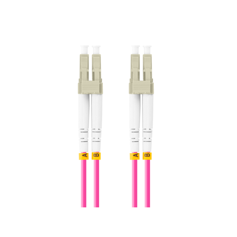 CABLE DE FIBRAOPTICA LANBERG 1M MULTI LC-UPC-LC-UPC DUPLEX OM4 50-125 LSZH VIOL