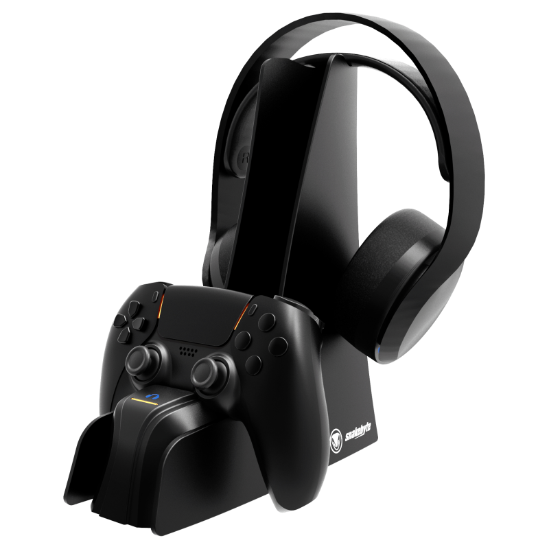 SOPORTE DE CARGA SNAKEBYTE PARA GAMEPAD PS5 Y AURICULARES DUAL CHARGE NEGRO