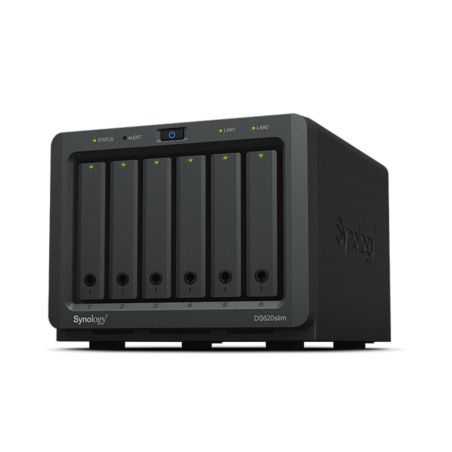 NAS SYNOLOGY DS620SLIM 6BAY 2-5IN 2-0GHZ DC EXT2X GBE 2X USB 3-0