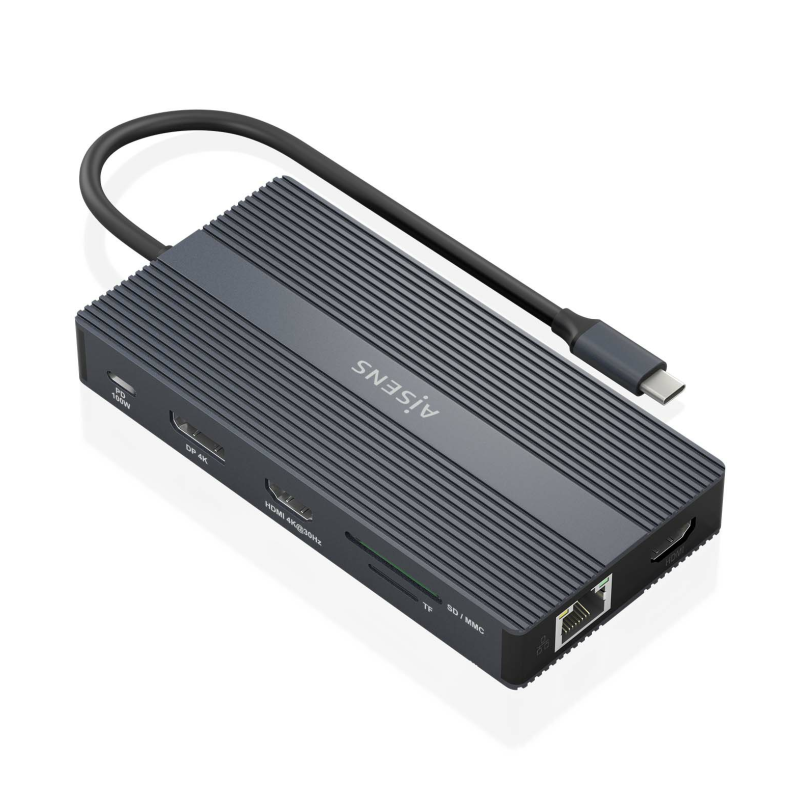 DOCK AISENS 12 EN 1 USB-C A 2xHDMI DP RJ45 4xUSB-A USB-C USB-C PD 20CM