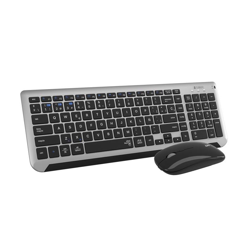 Teclado y Ratón Inalámbrico Subblim Combo Dual Prestige Extendido- Gris y Negro